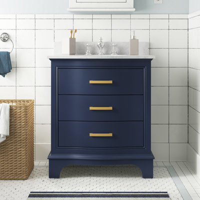 Meuble-lavabo simple 30 po avec plateau en marbre Fiona