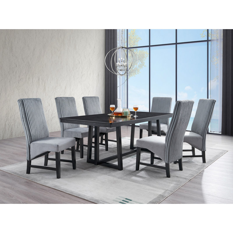 Black Finish 7Pcs Dining Room Set