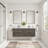 60" Floating Double Sink Solid Wood Gray Oak Bath Vanity with Engineered Marble Top-1973585822