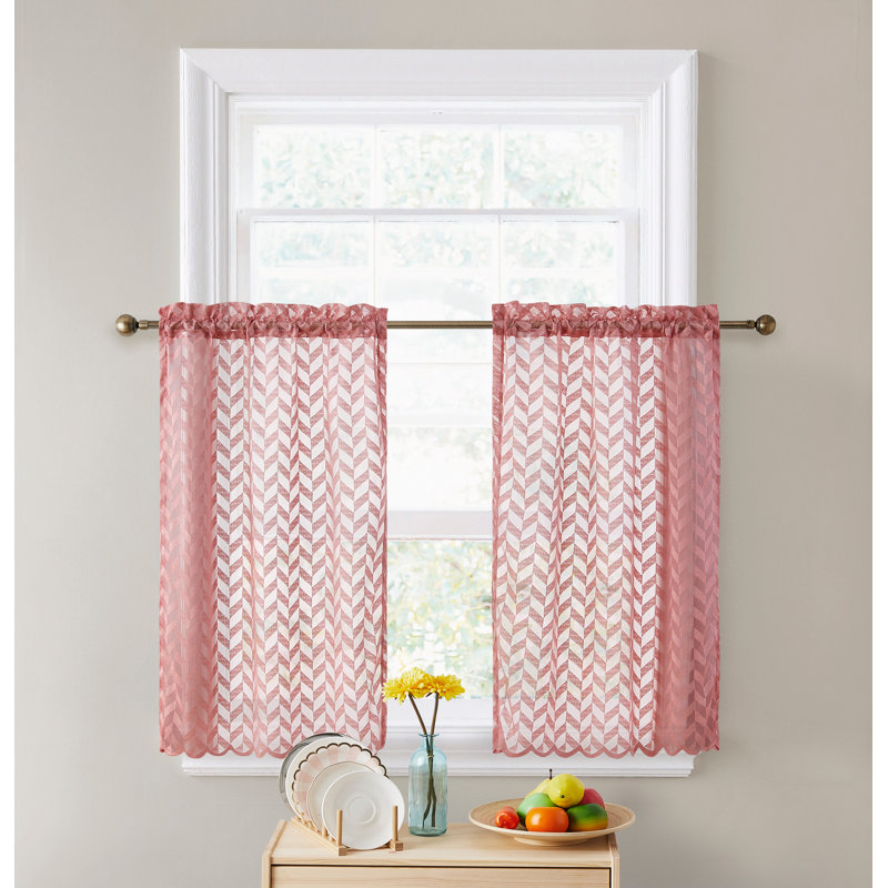 Machen Tailored Cafe Curtain, 30" W x 36" L, Blush Pink