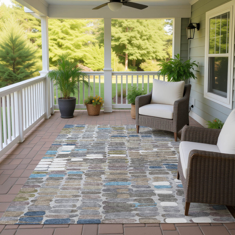 Machine Washable Indoor/Outdoor Chantille ACN2349 Abstract Rug, Rectangle 10' x 14'