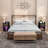 2 - Piece LED Farmhouse Nightstand: Charging + Rattan Storage-1963154458