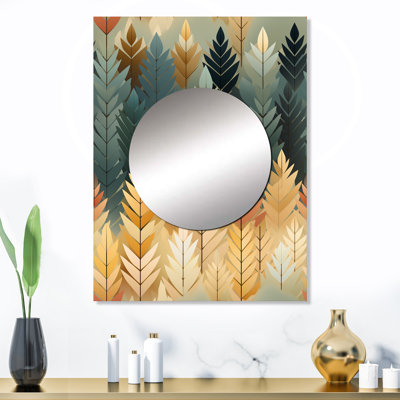 Wolfort Tree Chevron Woodland Delight - miroir à chevrons, miroir mural décoratif glam, impression sur métal