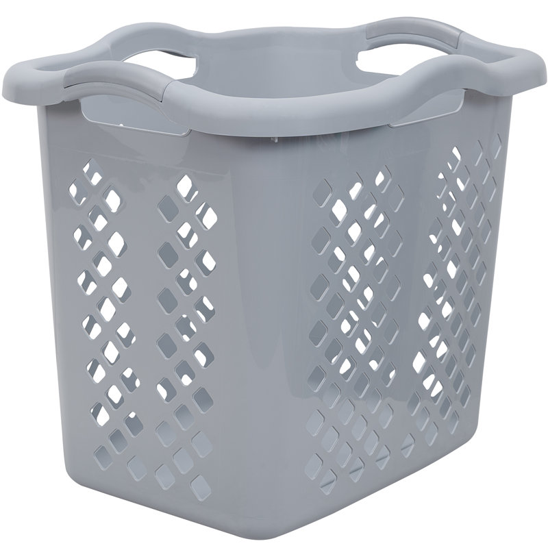 Gray Plastic Laundry Hamper with Four Handles