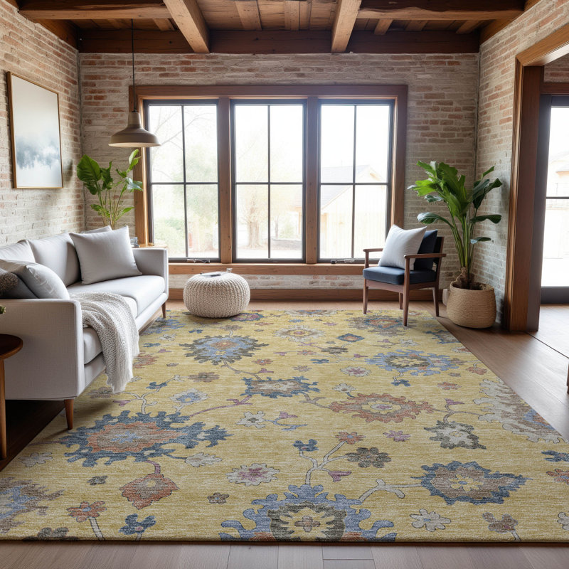 Premium Machine Washable Jaylin AMF1218 Global Rug, Rectangle 3' x 5'