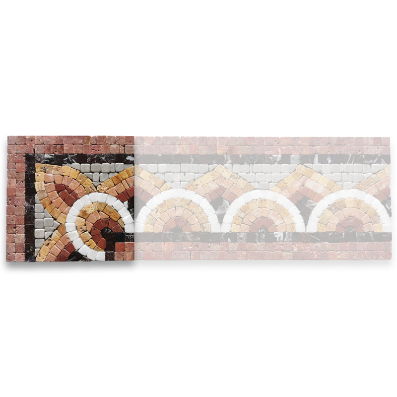 Moonstone Champagne 5.3X5.3 Marble Mosaic Border Corner Tile Tumbled