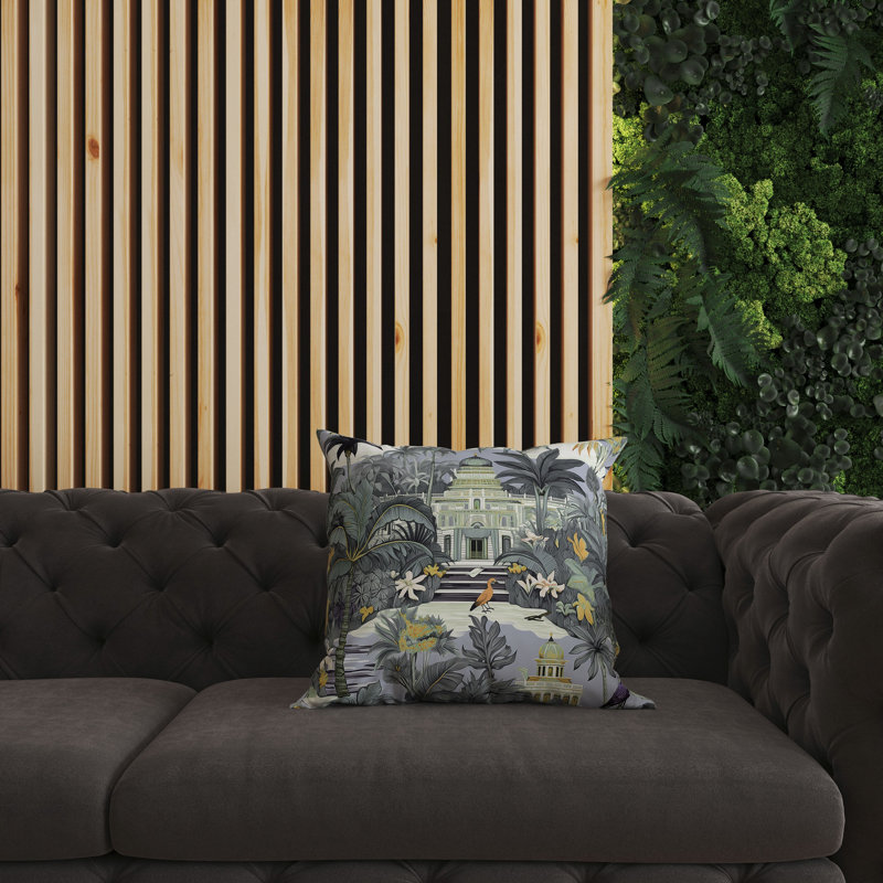 Green and Gray Botanical Broadcloth Square Throw Pillow