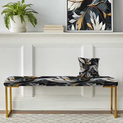 Tribal Essence Marble Pattern II - Marble Upholstered Gold Bench