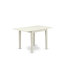 L'ensemble de table de cuisine 5 pièces contient une table en bois et 4 chaises de salle à manger en tissu de polyester rouge beige avec dossier élégant - finition lin blanc-91358050-91358057