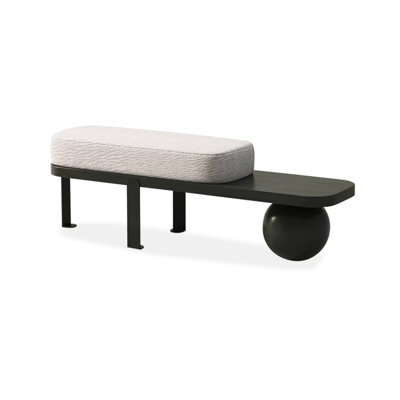 Banc rembourré en bois massif blanc