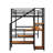 Full Size Metal Loft Bed With Storage Staircase,Desk, LED Light And Small Wardrobe-1146201131