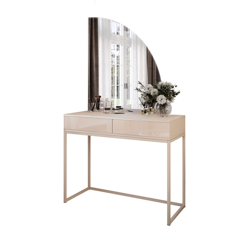 Dressing Table with Mirror, Beige