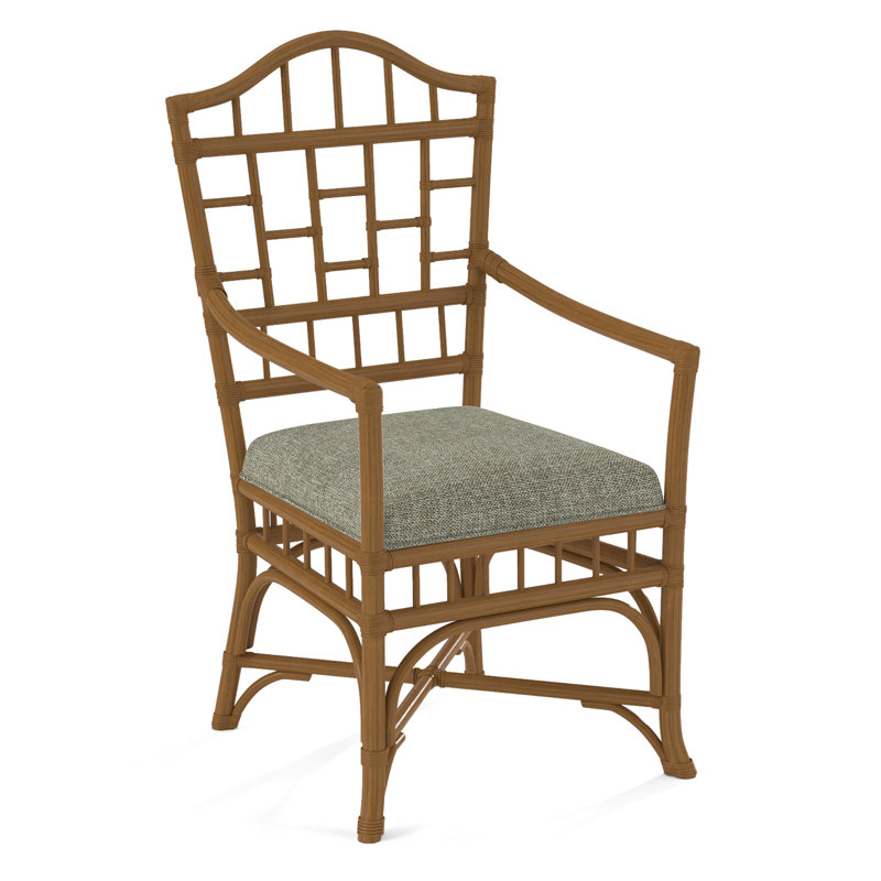 Chippendale Upholstered Arm Chair, Havana, White Textured Performance; 0865-91