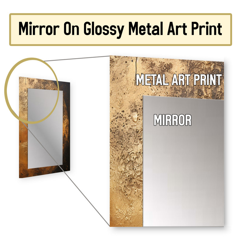 Bronze Moon Beam - miroir lune, miroir mural décoratif doré, impression d'art en métal, 32 po x 24 po