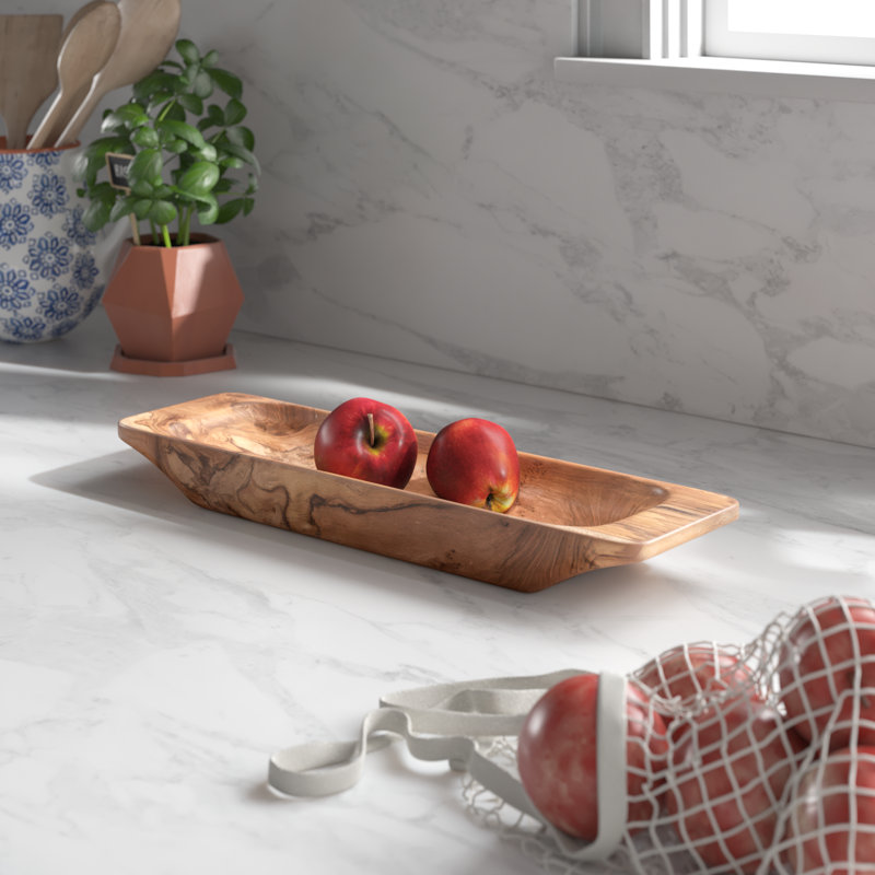 Plateau en bois de teck fabriqué à la main 19 po x 5 po avec finition brun naturel, plateau décoratif rustique pour le service, l'organisation ou la présentation de la pièce maîtresse