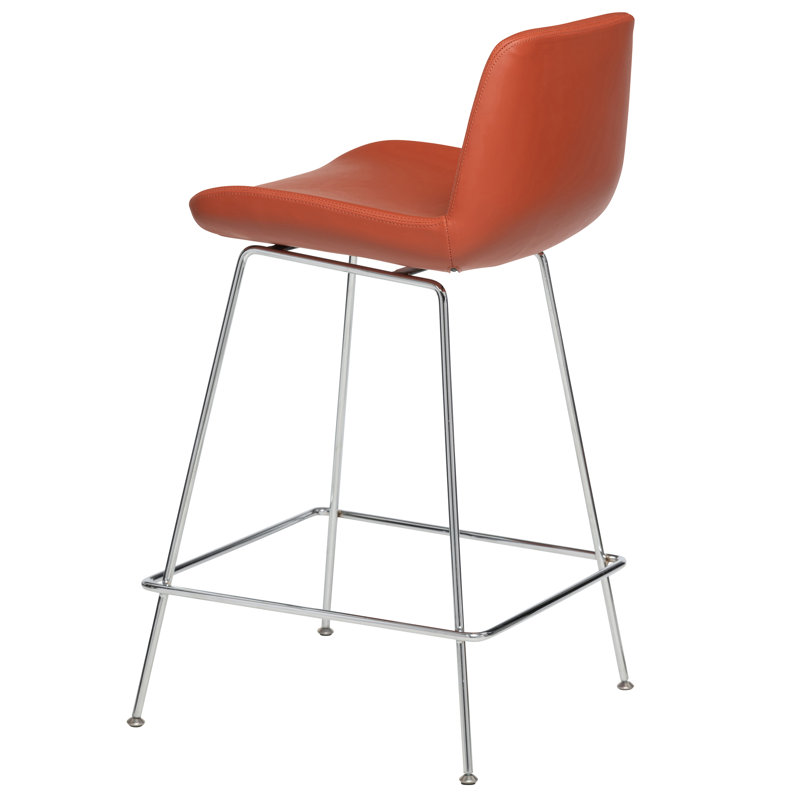 Tabouret de bar et de comptoir Jabreya, Tabouret de comptoir (siège d'une hauteur de 25 p, Chrome chrome, Terracotta