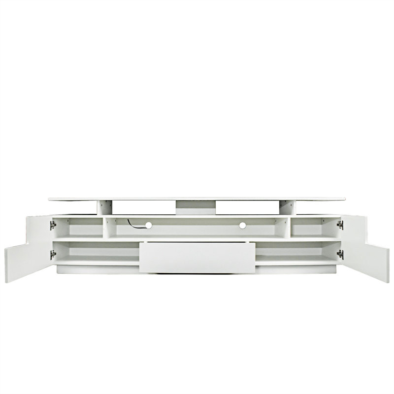 Meuble télé moderne avec 20 couleurs DEL, Blanc
