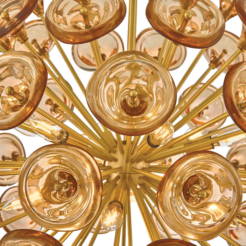 Fredrick Ramond Maya Medium Globe Chandelier, 12 Lights, Amber, 80.75" H x 30" W x 30" D