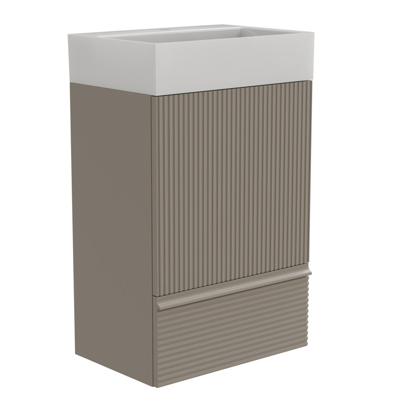 Meuble-lavabo rayé gris en cachemire 20 po avec lavabo en céramique, armoire de salle de bain autoportante pour salle de bain moderne, KD