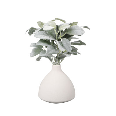 Kline 13'' Faux Lamb's Ears Plant in Ceramic Decorative Vase