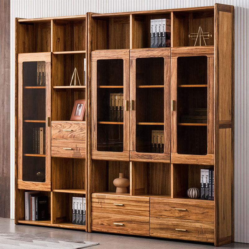 Bibliothèque entièrement en bois massif