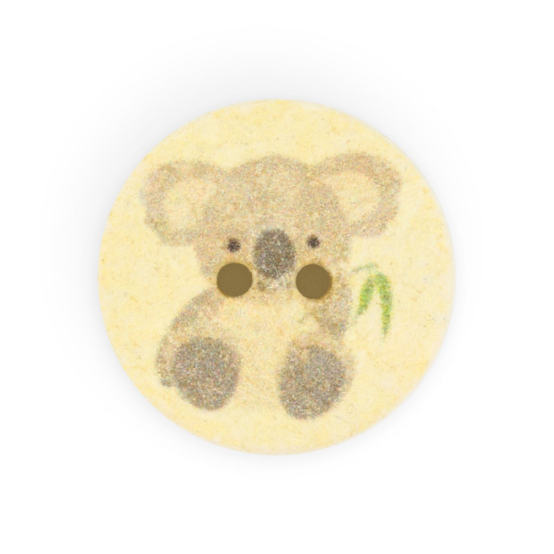 Dritz Recycled Cotton Koala Button, 18mm, Yellow, 9 Buttons