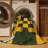 Machine Washable Checkered Green Area Rug-1277415648