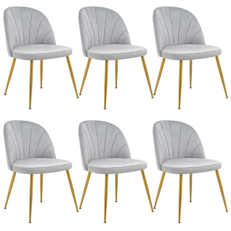 Armless Velvet Upholstered Dining Chair, Gray