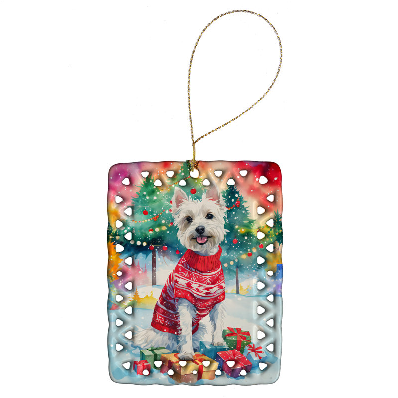 Ornement en porcelaine de Noël Westie, Westie 3686