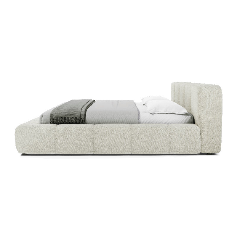 Halsted Queen Bed in Merino Pearl Fabric, King