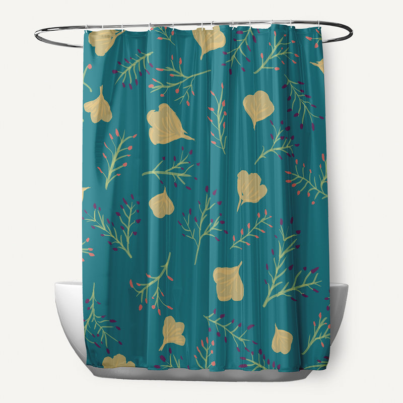 Rideau de douche simple en polyester Slezak, Bleu sarcelle