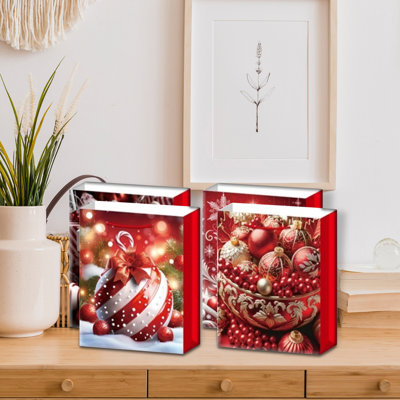 Christmas Gift Bags (Red Ornaments) (Asstd) (X-Large) - Set Of 12