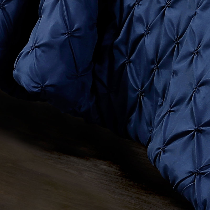 Ravello Microfiber Comforter Set, Full Comforter+2 Standard Shams+ 2 Throw Pillows, Navy
