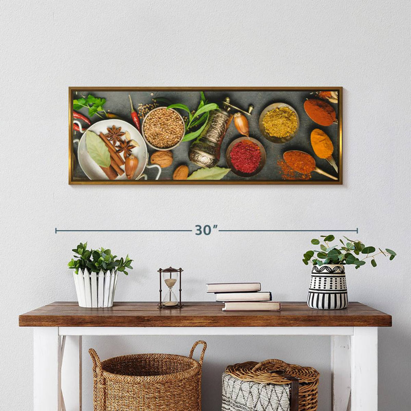 Fines herbes et épices, Cadre flottant doré, 28 po x 10 po
