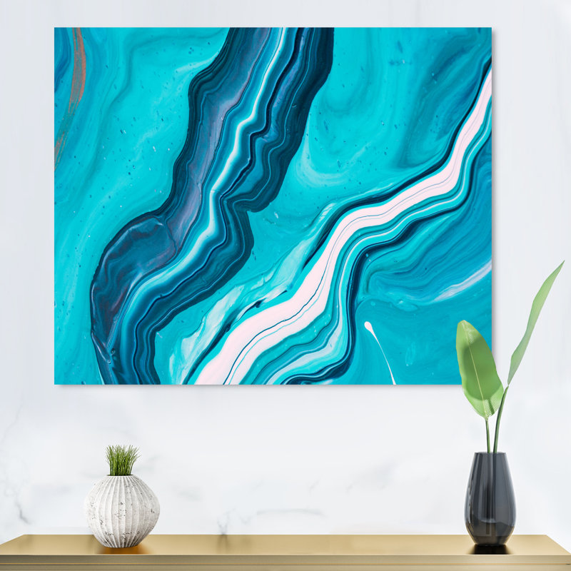 «Luxury Turquoise Marble River», reproduction d'art sur toile encadrée, H 8 po x l 12 po x P 1 po, Toile tendue