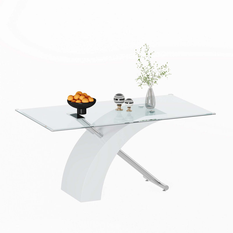 Rectangular Glass Top Dining Table(Only Table)