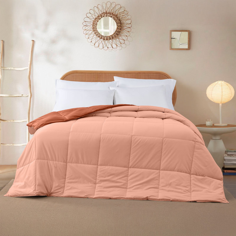 Couette moderne, couette réversible matelassée en duvet synthétique avec languettes aux coins, literie toutes saisons