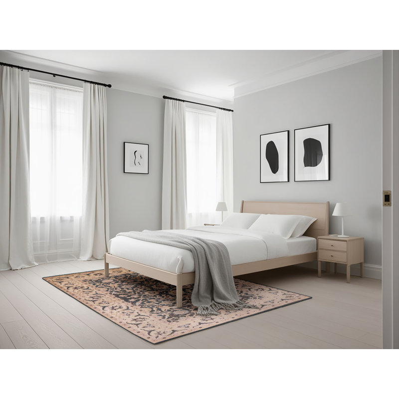 Tapis ivoire / bleu marine Rodolf, Rectangle 5 pi x 7 pi