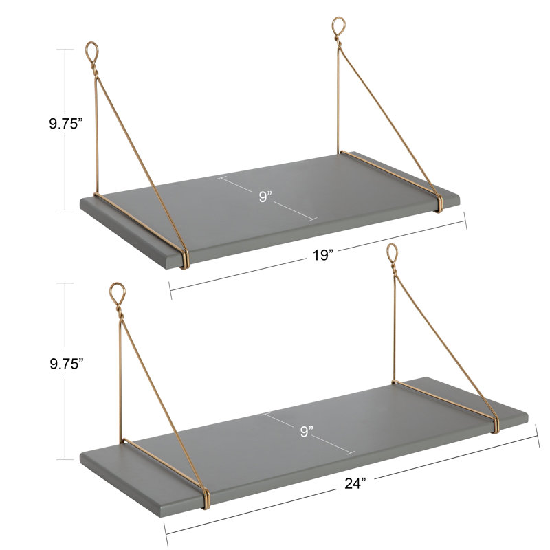 Doddington 2 Piece Bracket Shelf, Gray