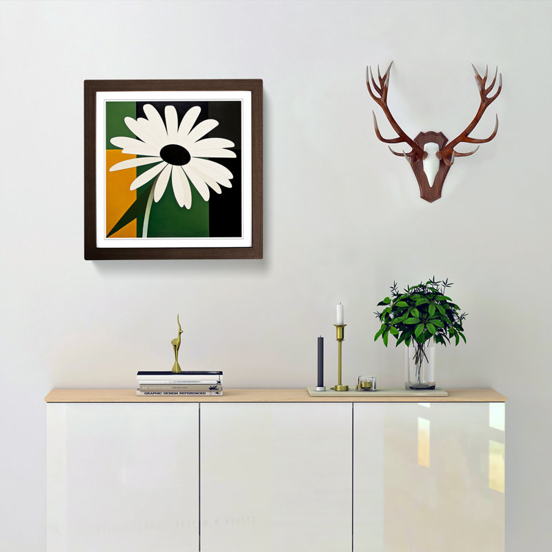 Daisy Suprematism - Framed Print, Walnut