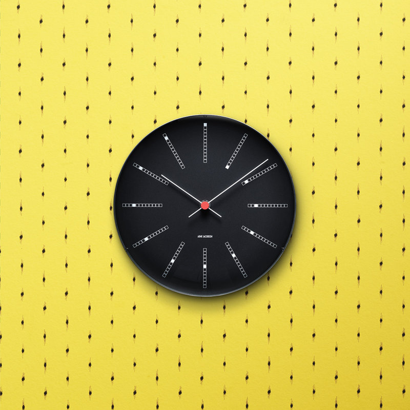 Bankers Metal Wall Clock, Large, Black/White/Red