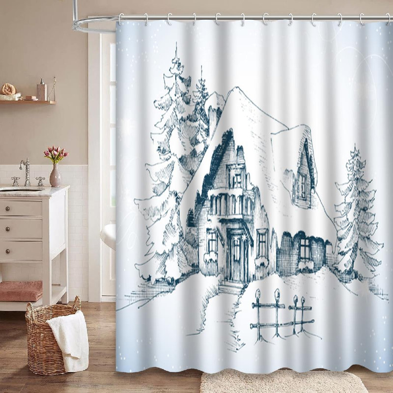 Rideau de douche Winter Snow Trees House, L 72 po x l 84 po