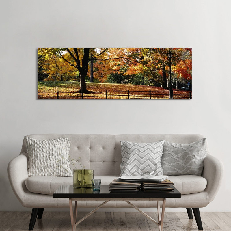 Trees In A Forest, Central Park, Manhattan, New York City, New York, USA - Wrapped Canvas Panoramic Print