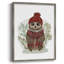 «Owl in Tartan Scarf», reproduction encadrée - bois massif-292156497