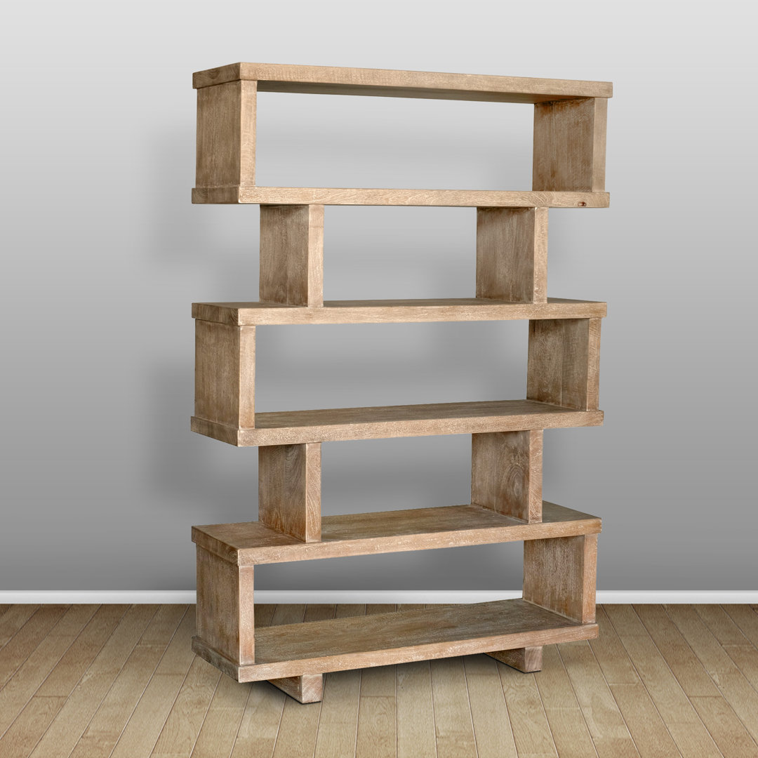67.5" H x 45" W Solid Wood Geometric Bookcase Loon Peak® 
