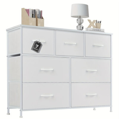 7 Drawer Lockable Dresser Cabinet, Freestanding Bedroom Storage Furniture