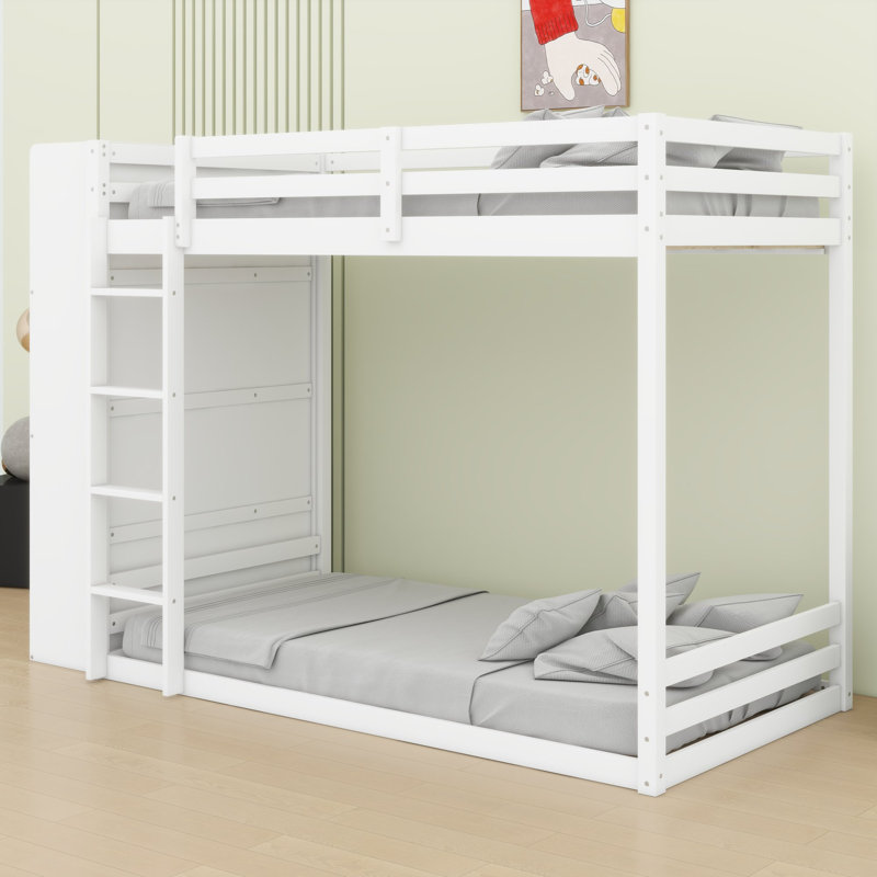 Lit superposé avec rangement réversible et lumière DEL pour chambres d'enfants, White