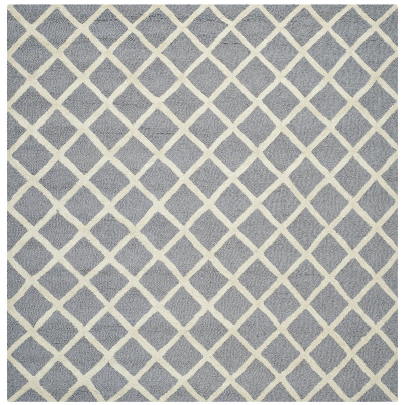 Sanyla Hand Tufted Wool Geometric Rug, Square 4'