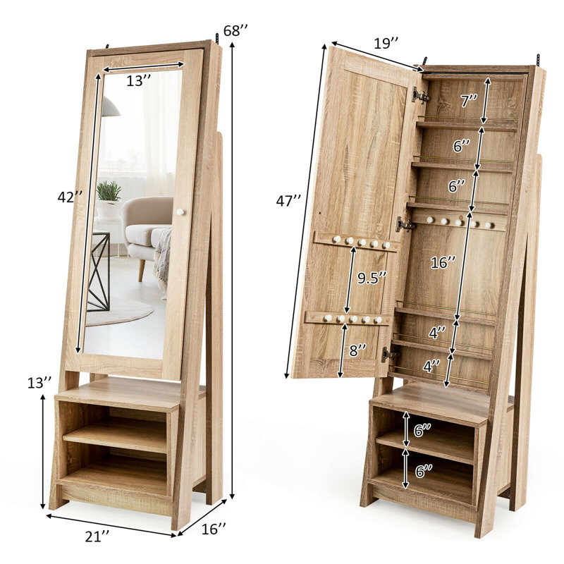 Armoire à bijoux avec miroir Latitude Run®