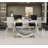 Faux Marble Dining Table Set, 69.3" Rectangular Dining Table & Tufted Velvet Chairs, Modern Kitchen Dining Room Table with Dual U-Shape Stainless Steel Base and Chairs Set-764896889-764896888